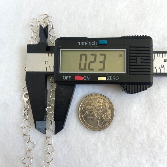 Sterling Silver 925 IBB Dainty 6MM Open Heart Link Chain Necklace 17.5" - Picture 16 of 16